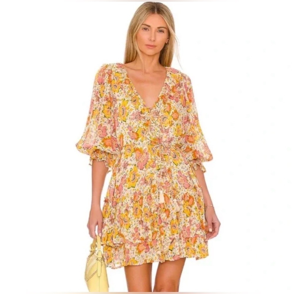 Cleobella Audrey Floral V-Neck Mini Dress size S - Picture 1 of 12